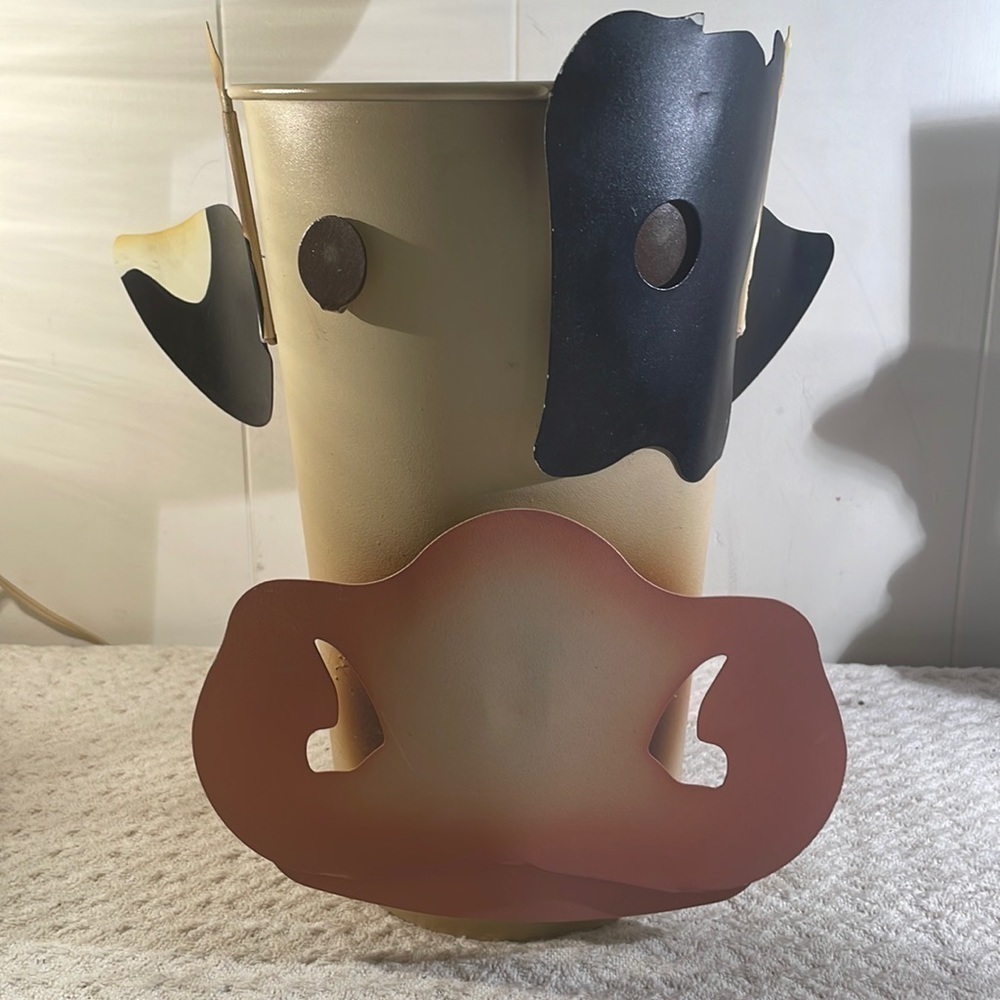 Figi Face Cow Trash Can Waste Basket Planter Moving Ears Unique